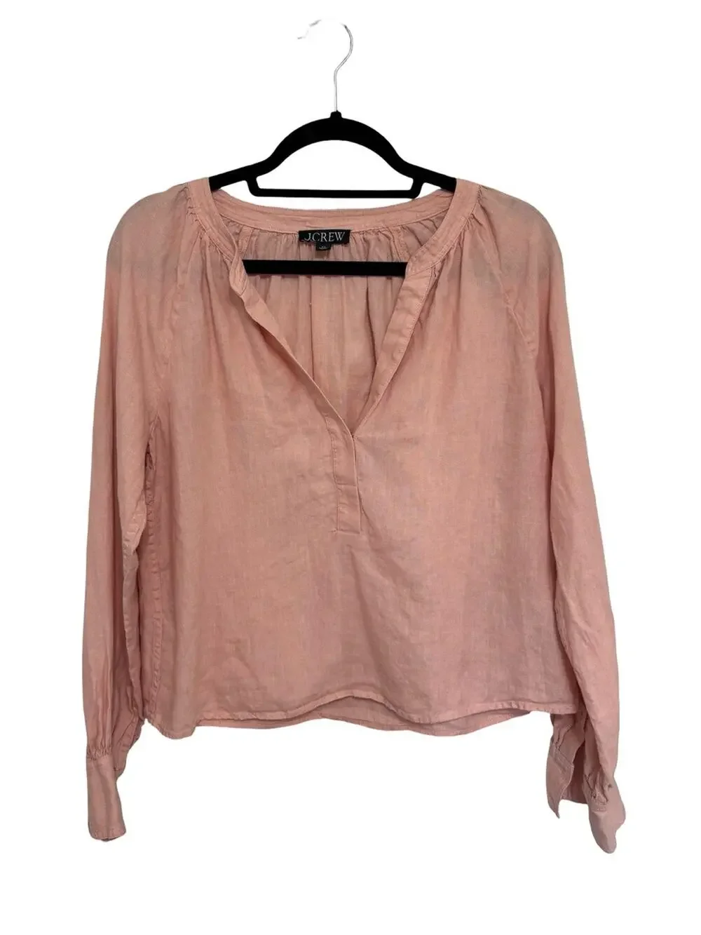 J. Crew Cabana 100% Linen Popover Top in Peach - Size XS